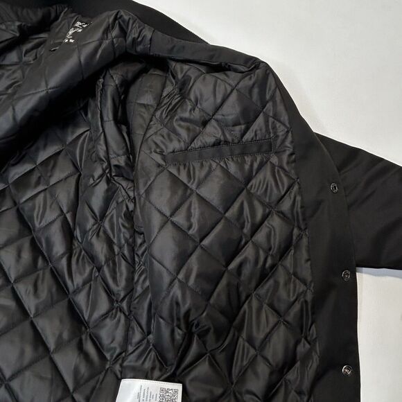 True Religion Jacket Mens 2XL Button Snap Satin Bomber Black Horseshoe Logo - Picture 9 of 16